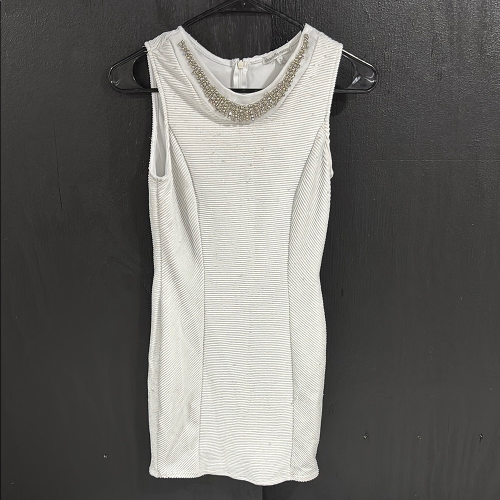 Charlotte Russe White Dress with Embellished Neckline
